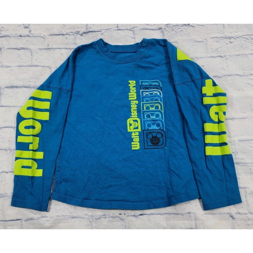 Walt Disney World Parks Spirit Jersey YOUTH XL 14 Teal Long Sleeve Retro Logo